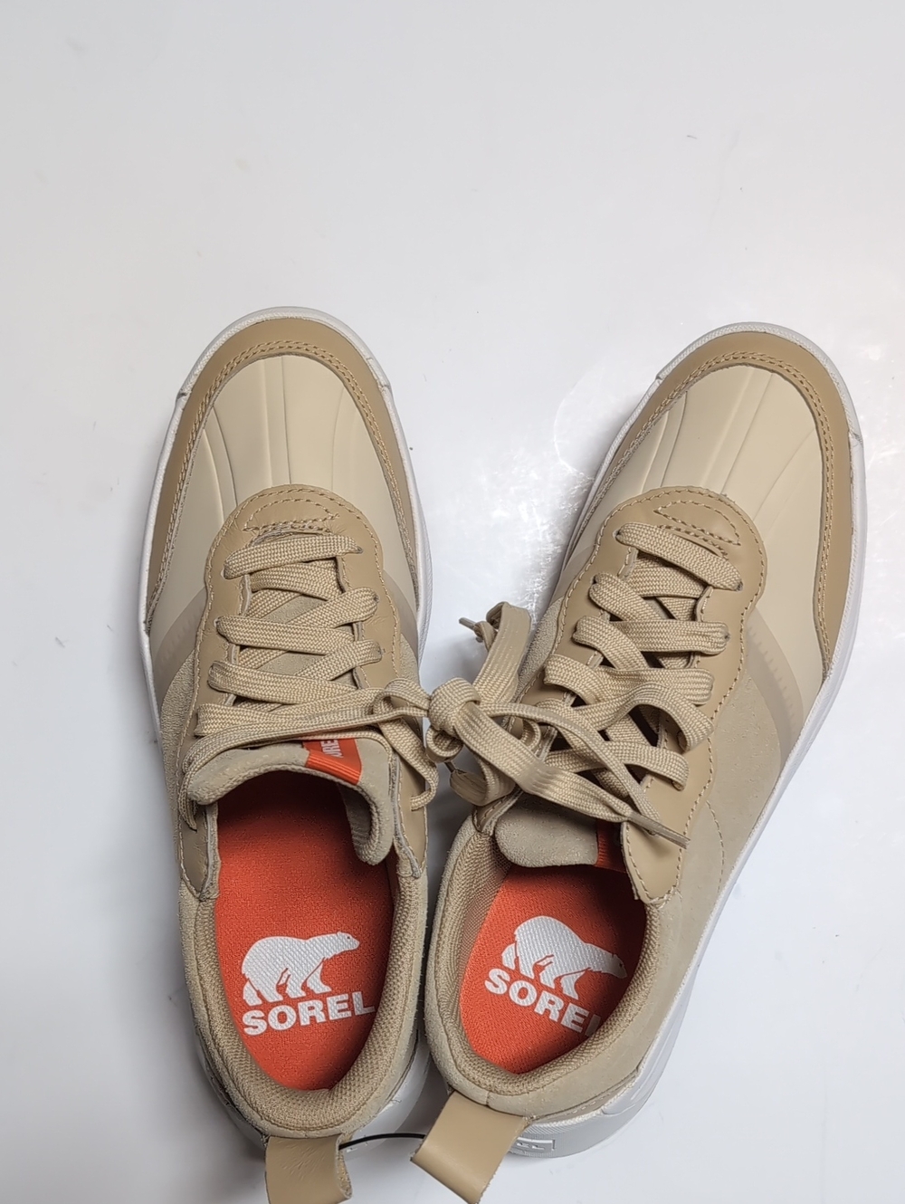 Sorel Women's Beige Low-Top Sneakers with Orange Insole
